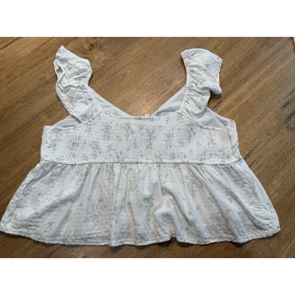 Hollister Floral Peasant Top XL Cottagecore Milkmaid Babydoll Tie Front Cutout - Picture 7 of 12